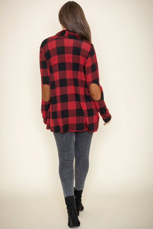 Checkered Elbow Patch Cardigan