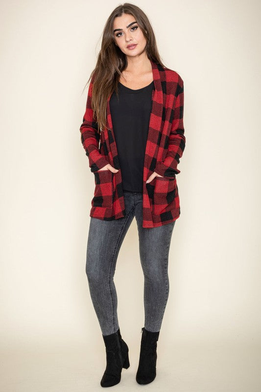 Checkered Elbow Patch Cardigan