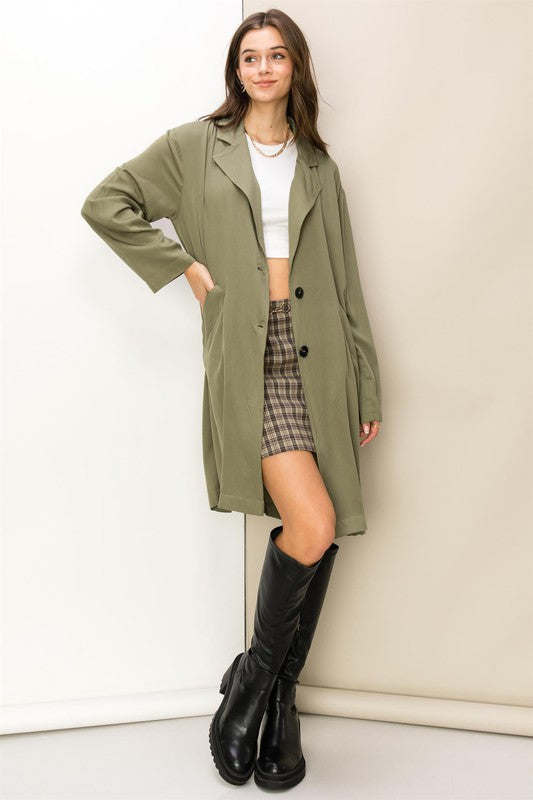 RIGHT ROUND BUTTON-FRONT OVERSIZED COAT