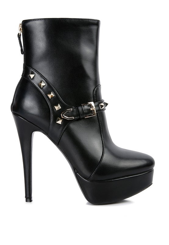 DEJANG Metal Stud faux Leather Ankle Boot