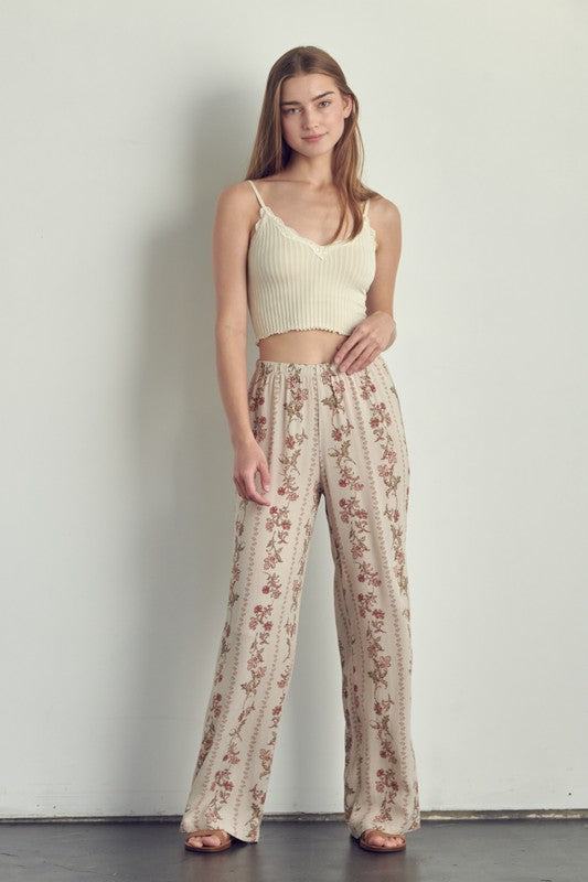 Palazzo pants in floral rayon gauze