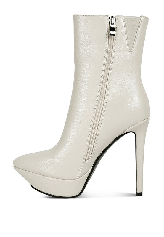 MAGNA Beige High Heeled Ankle Boot