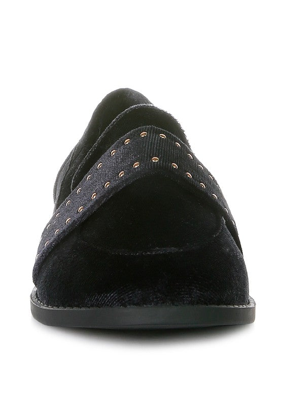 Walkin Stud Detail Velvet Loafers