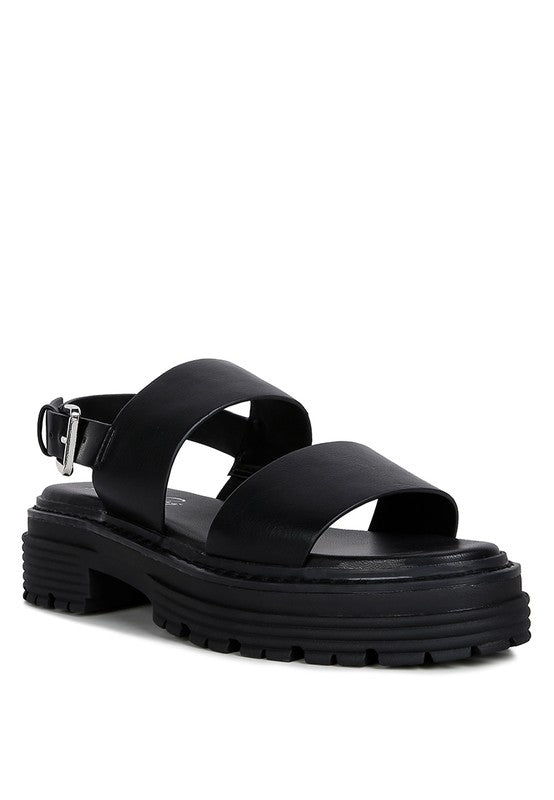 Dual Strap Platforms Sandals With Buckle
