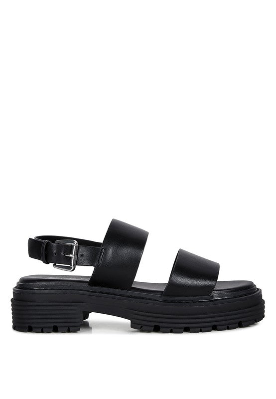 Dual Strap Platforms Sandals With Buckle