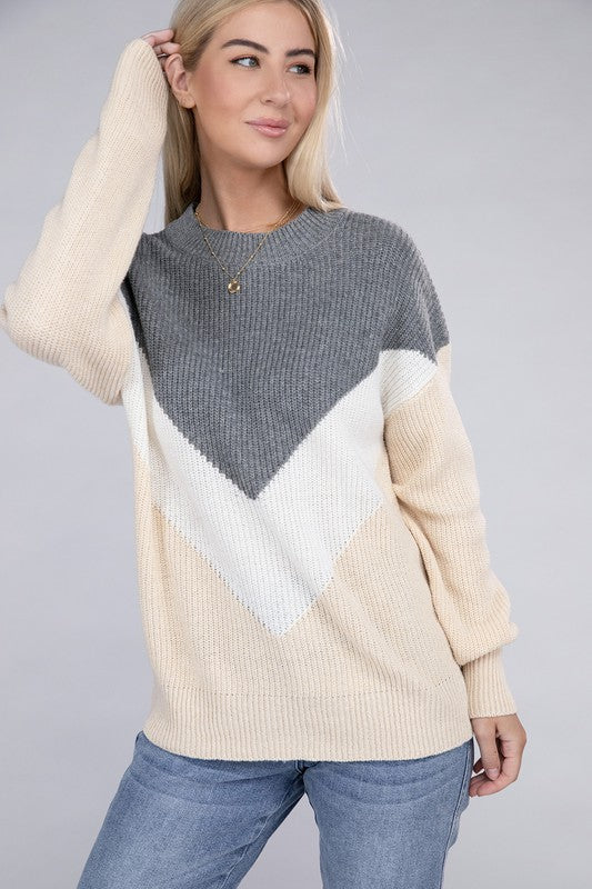 Colorblock Drop Shoulder Sweater